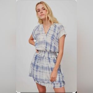 Rails Karla mini dress in a blue and white tie-dye pattern.  Size S